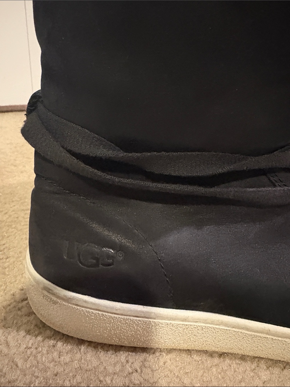 UGG Black Women's Ankle fur lined sneaker with Cream Sole